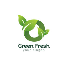 Eco green letter O logo design template. Green alphabet vector design with green and fresh leaf illustration.