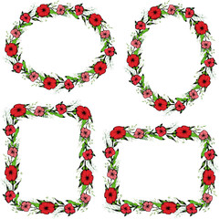 Set of pattern frame with flowers and leaves. Design photo, diary pages