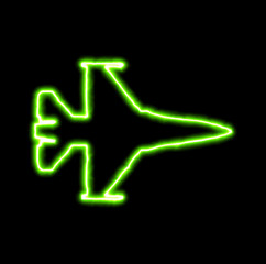 green neon symbol fighter jet