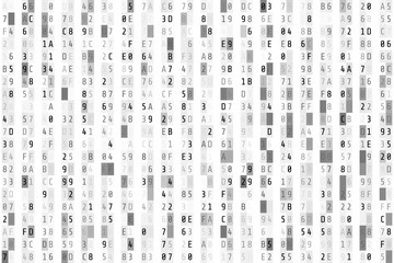 Hex code stream. Random hexadecimal code. Abstract digital data element. Matrix background. Vector illustration isolated on white background
