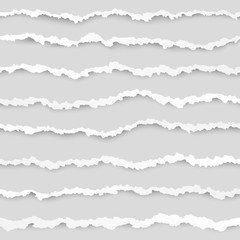Fototapeta premium Set of torn paper stripes element. Abstract paper texture with damaged edge. Vector illustration