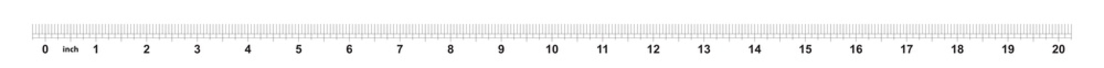 20 inch tape measure ruler with 1/16 inch markings. Imperial grid.