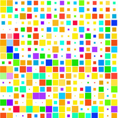 Mosaic of a bright colorful squares on a white background. 