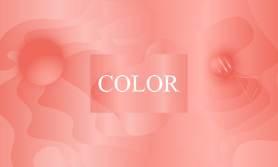 Coral color background. Fluid shapes pattern.
