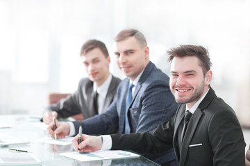 professional business team sitting at Desk in office
