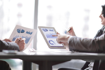 business team is discussing new financial data. photo with copy space