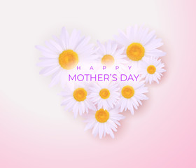 Cute Mother day invitation with bouquet of daisies