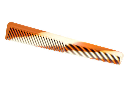 Striped Brown Hair Comb Isolated On White Background.Men Hairbrush Isolated