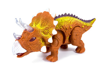 Dinosaur toy isolated on white background. Triceratops dinosaurs toy isolated