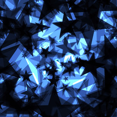 Dark blue space stars with a luminescence from foil in perspective.