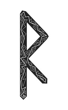Raido rune. Ancient Scandinavian runes. Runes senior futarka. Magic, ceremonies, religious symbols. Predictions and amulets.