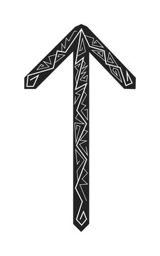 Rune Teiwaz. Ancient Scandinavian runes. Runes senior futarka. Magic, ceremonies, religious symbols. Predictions and amulets.