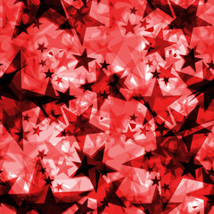 Metallic ruby glowing dark golden stars on a light background in the projection.