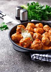 Homemade meatballs with tomato sauce