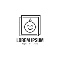 Baby logo template design. Minimalist baby logo with modern frame