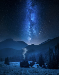 Milky way over Chocholowska valley in summer, Tatra Mountains, Poland - obrazy, fototapety, plakaty