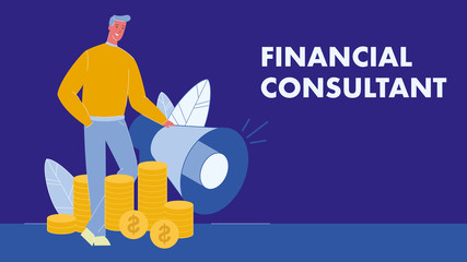 Financial Consultant Flat Vector Banner with Text