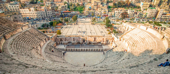 View on South Roman Theatre in the center of Amman, Jordan - Image, selective focus