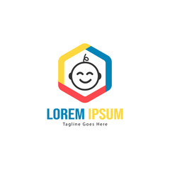 Baby logo template design. Minimalist baby logo with modern frame