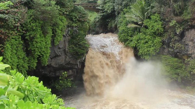 Flash flood on the Seven Sacred Pool, Maui, Hawaii, United States