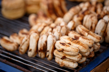 Roasted banana with some kelly rice