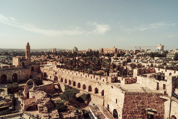 David Tower Museum, Jerusalem old city. The tower of David is an ancient citadel located near the...