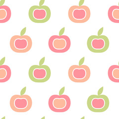 Spring vector seamless apple pattern in different color
