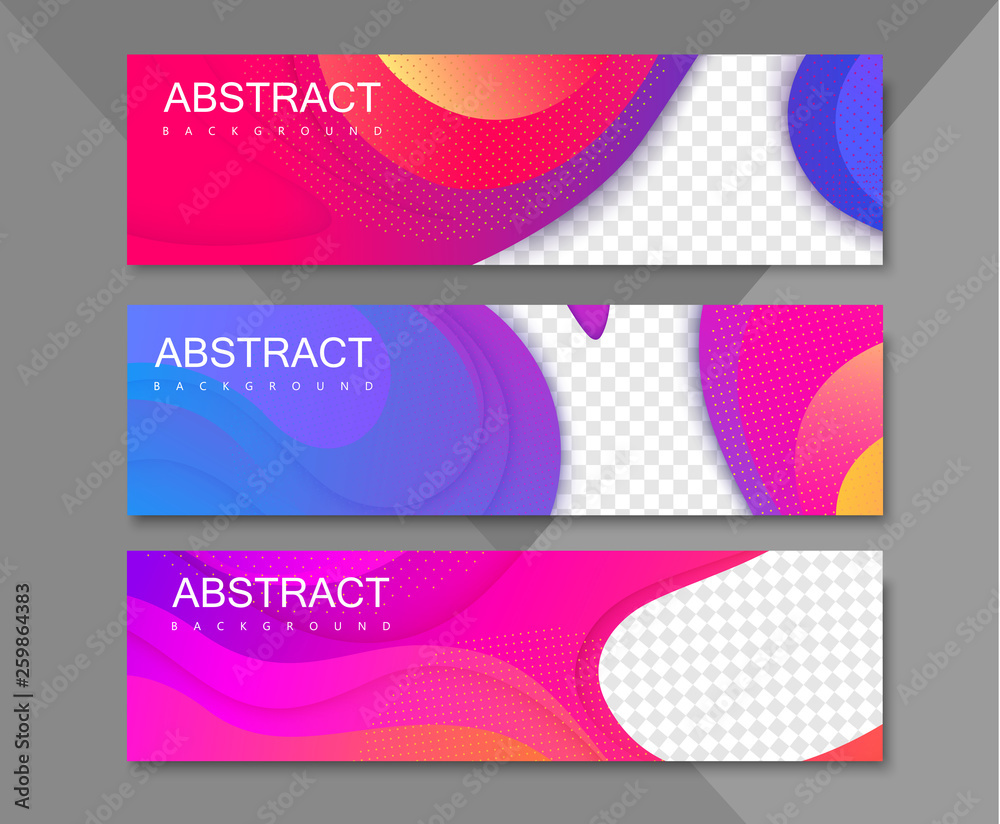 Wall mural set of abstract colorful banners with geometric pattern.
