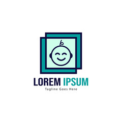 Baby logo template design. Minimalist baby logo with modern frame