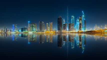 Naklejka na ściany i meble Panoramic view of Dubai Business bay, UAE