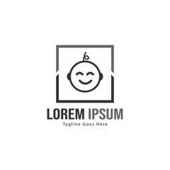 Baby logo template design. Minimalist baby logo with modern frame