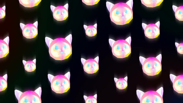 Minimal animation gif art. 3d fox face pattern