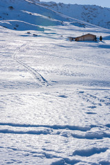 Obraz premium Dream atmosphere and views. Winter on the Alpe di Siusi, Dolomites. Italy