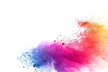  abstract powder splatted background. Colorful powder explosion on white background. Colored cloud. Colorful dust explode. Paint Holi. © kitsana