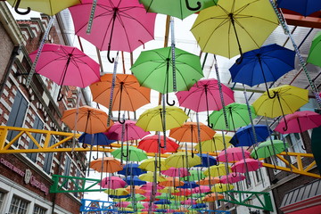 Fototapeta na wymiar colorful umbrellas on the street