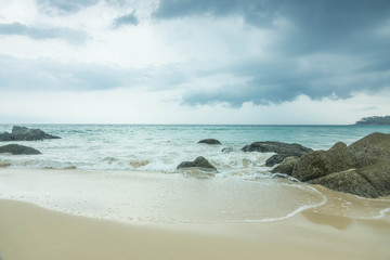 blue wave on beach of Phuket Thailand