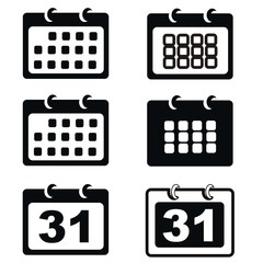 calendar flat icon set isolated on white background