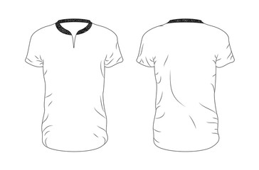 Line vector blank t-shirt template. Front and back