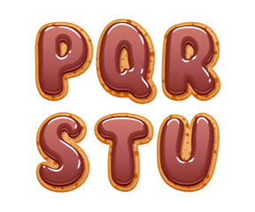Cookies with chocolate icing abc letters set.