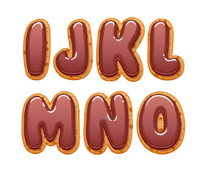 Cookies with chocolate icing abc letters set.