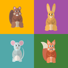 Flat design style animal avatar icon set. Vector illustration.