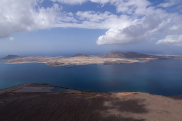 Distant view of La Graciosa Island at canary islands