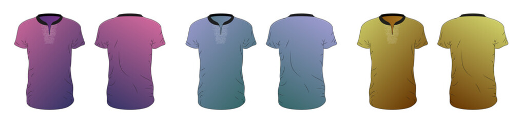 Vector T-shirt templates collection of different colors, vector eps10 illustration.