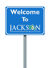 Welcome to Jackson Mississippi road sign