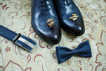 men's accessories shoes, belt, tie and cufflinks