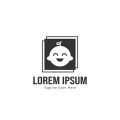 Baby logo template design. Minimalist baby logo with modern frame