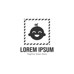 Baby logo template design. Minimalist baby logo with modern frame