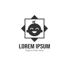 Baby logo template design. Minimalist baby logo with modern frame