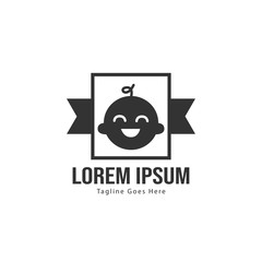 Baby logo template design. Minimalist baby logo with modern frame