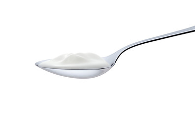 Cream in spoon isolated on white background with clipping path. 3d render